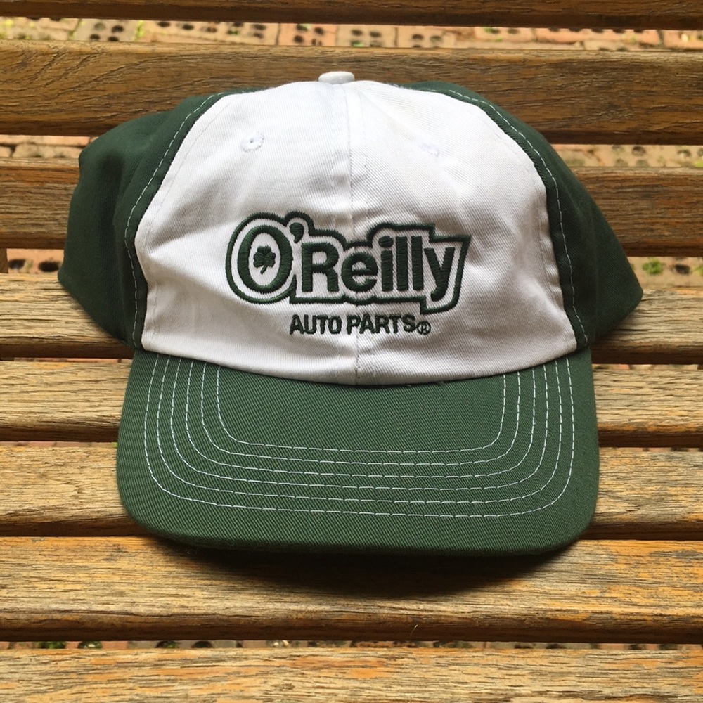 O’Reilly Auto Parts hat full 6 panel baseball style cap green white